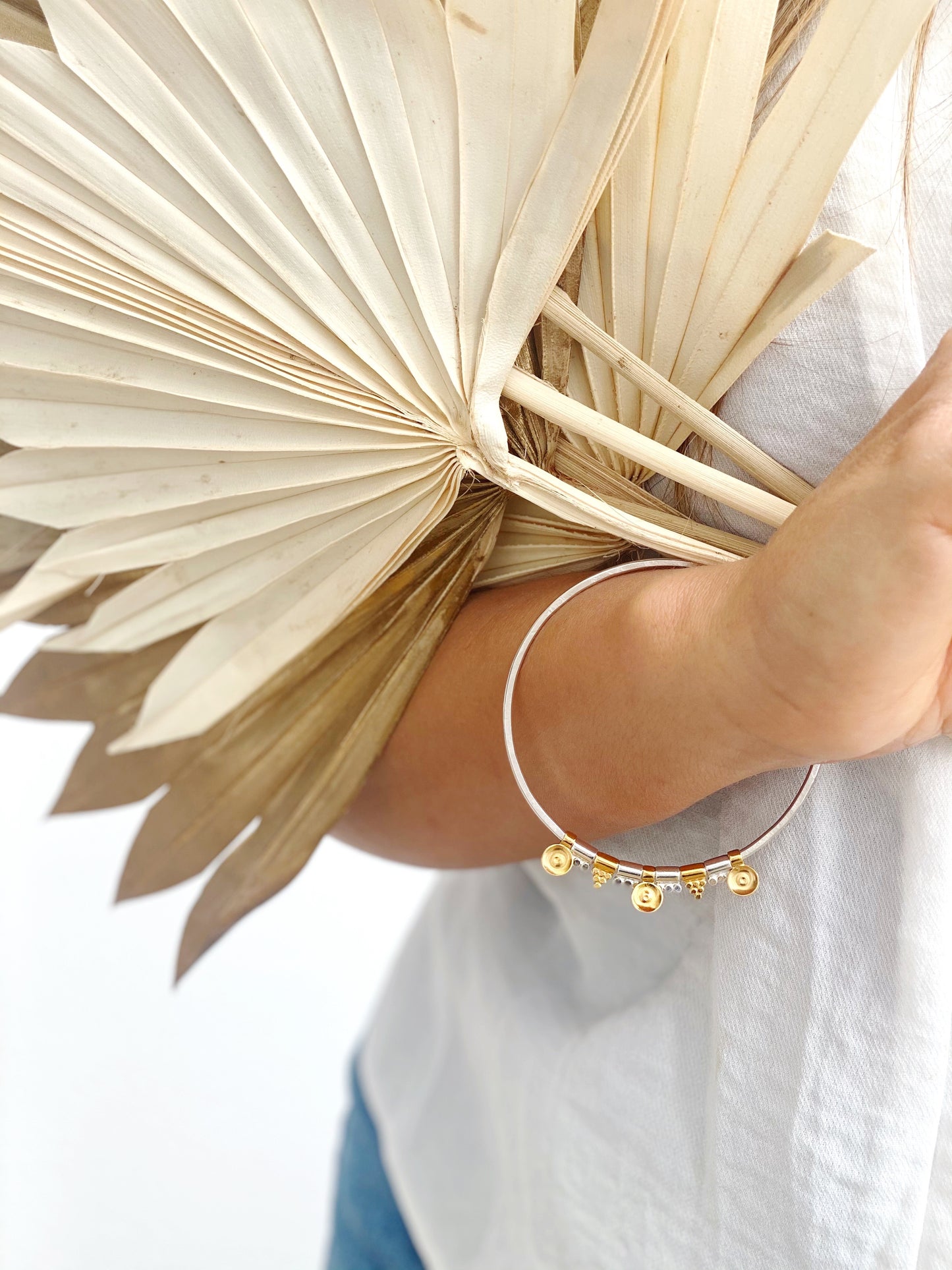 Boudicca Mixed Gold & Silver Bead Bangle