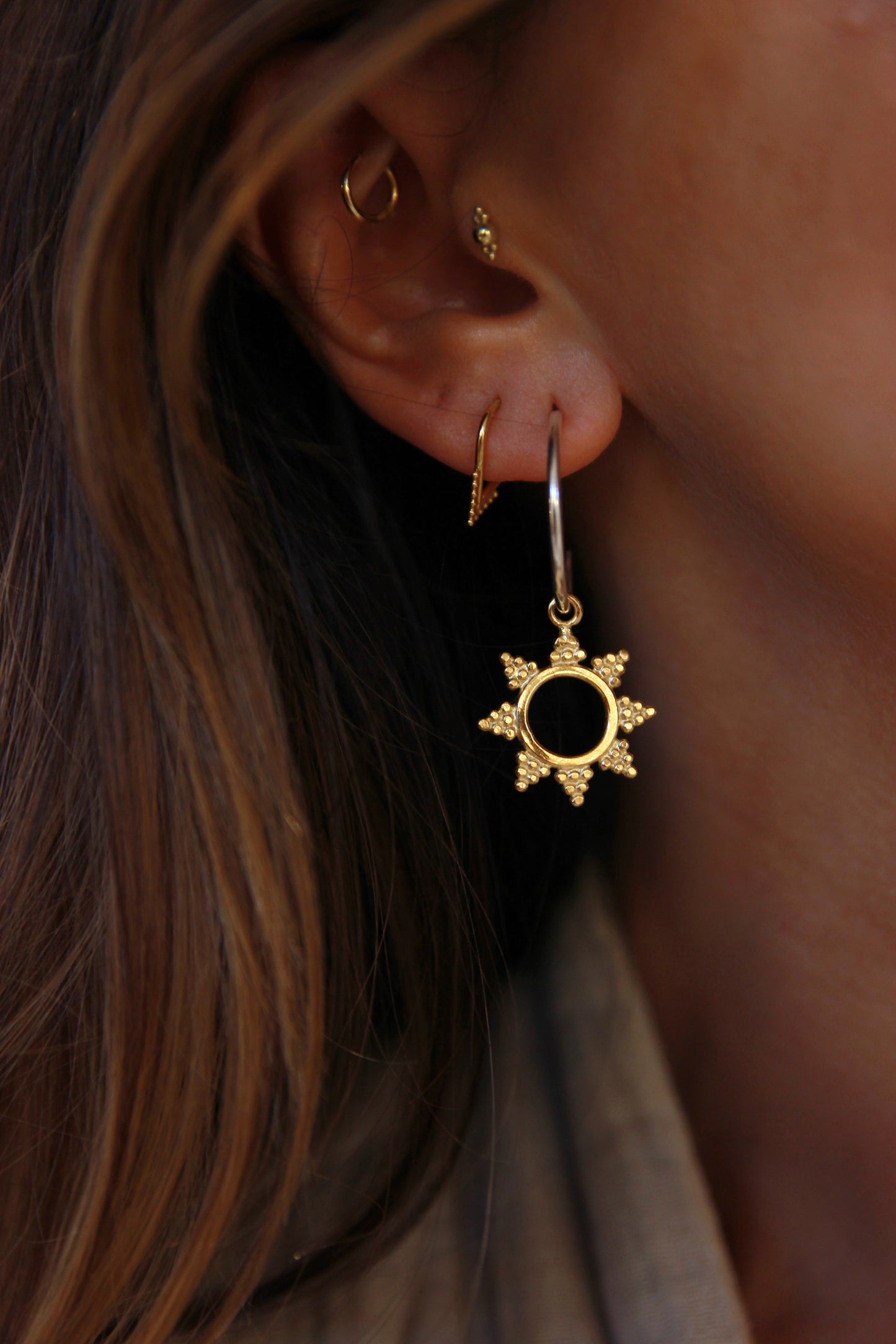 Aurora Sun Hoop Earrings