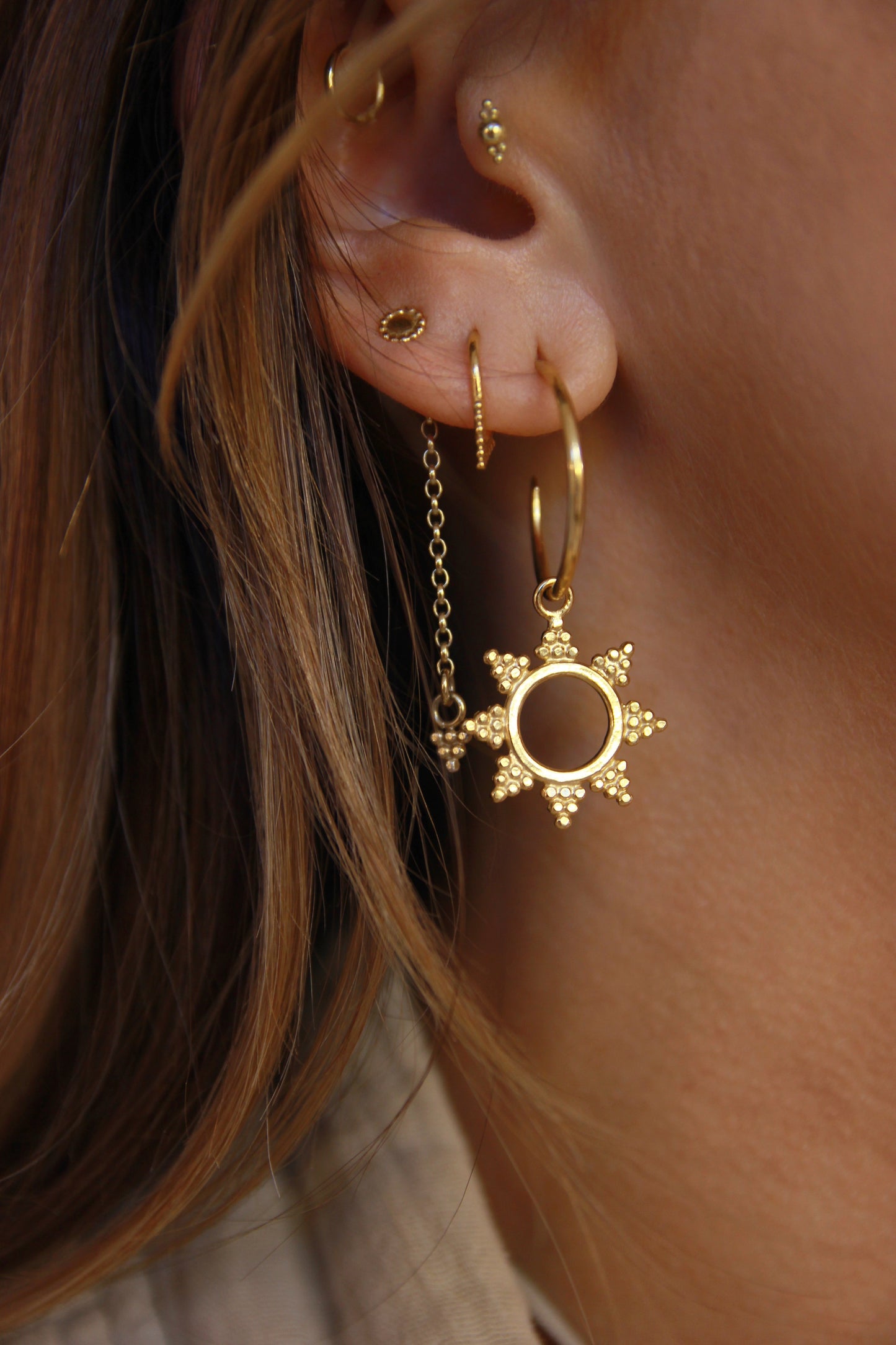 Aurora Sun Hoop Earrings