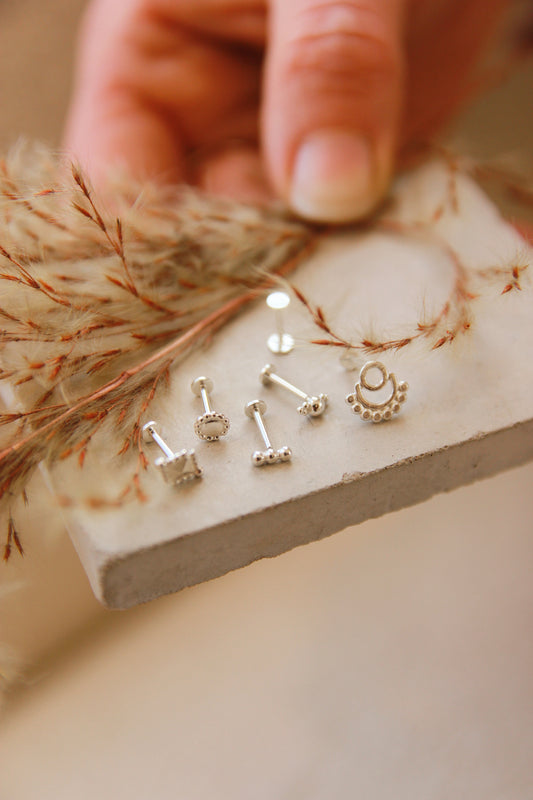 Flat back earring - Silver