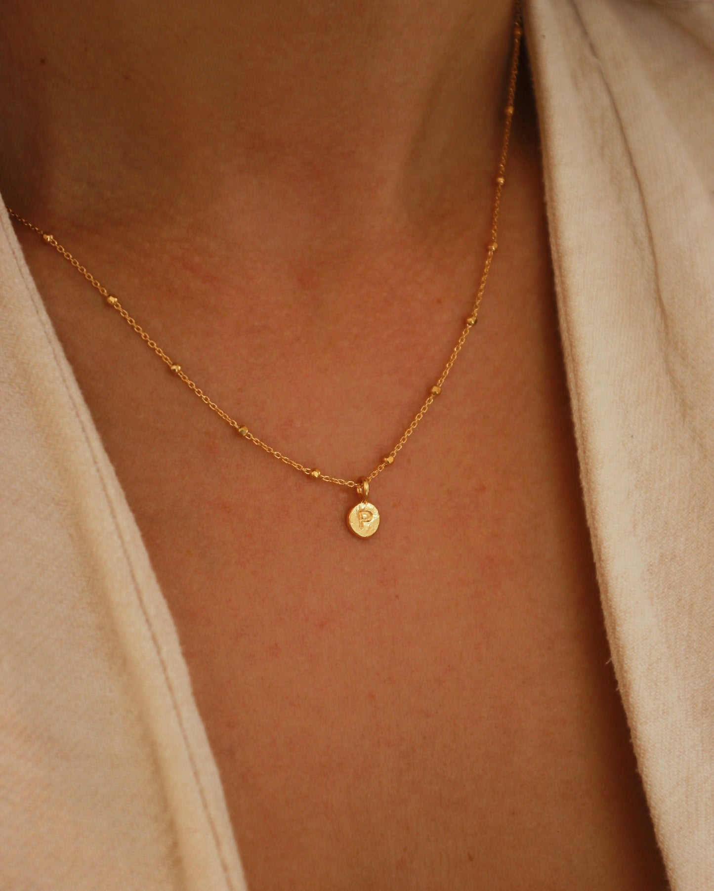 Personalised single charm beaded chain necklace