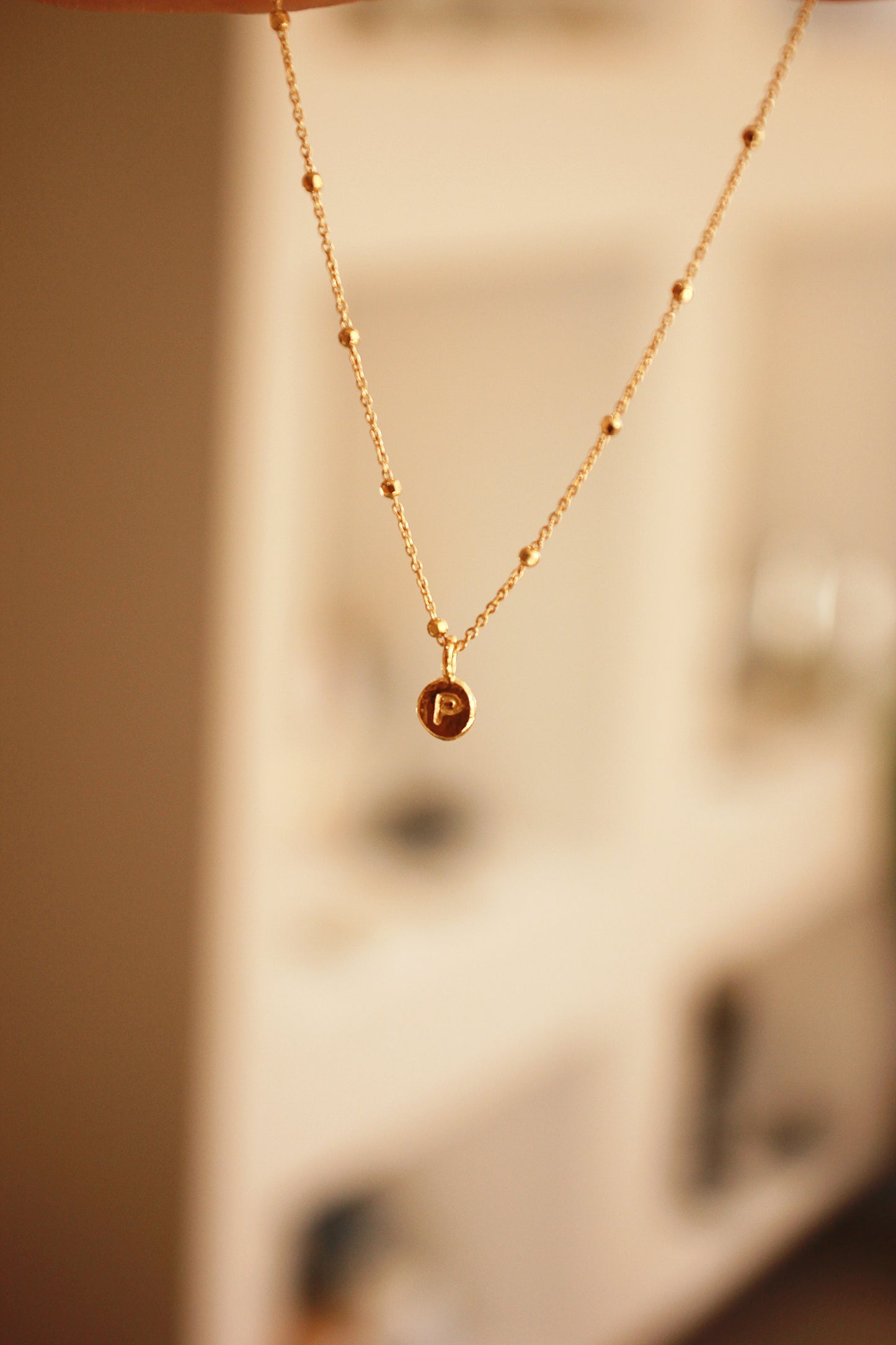 Personalised single charm beaded chain necklace