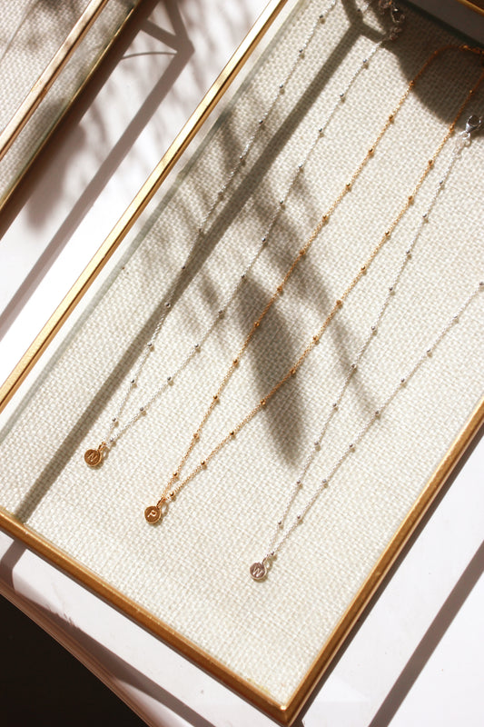 Personalised single charm beaded chain necklace