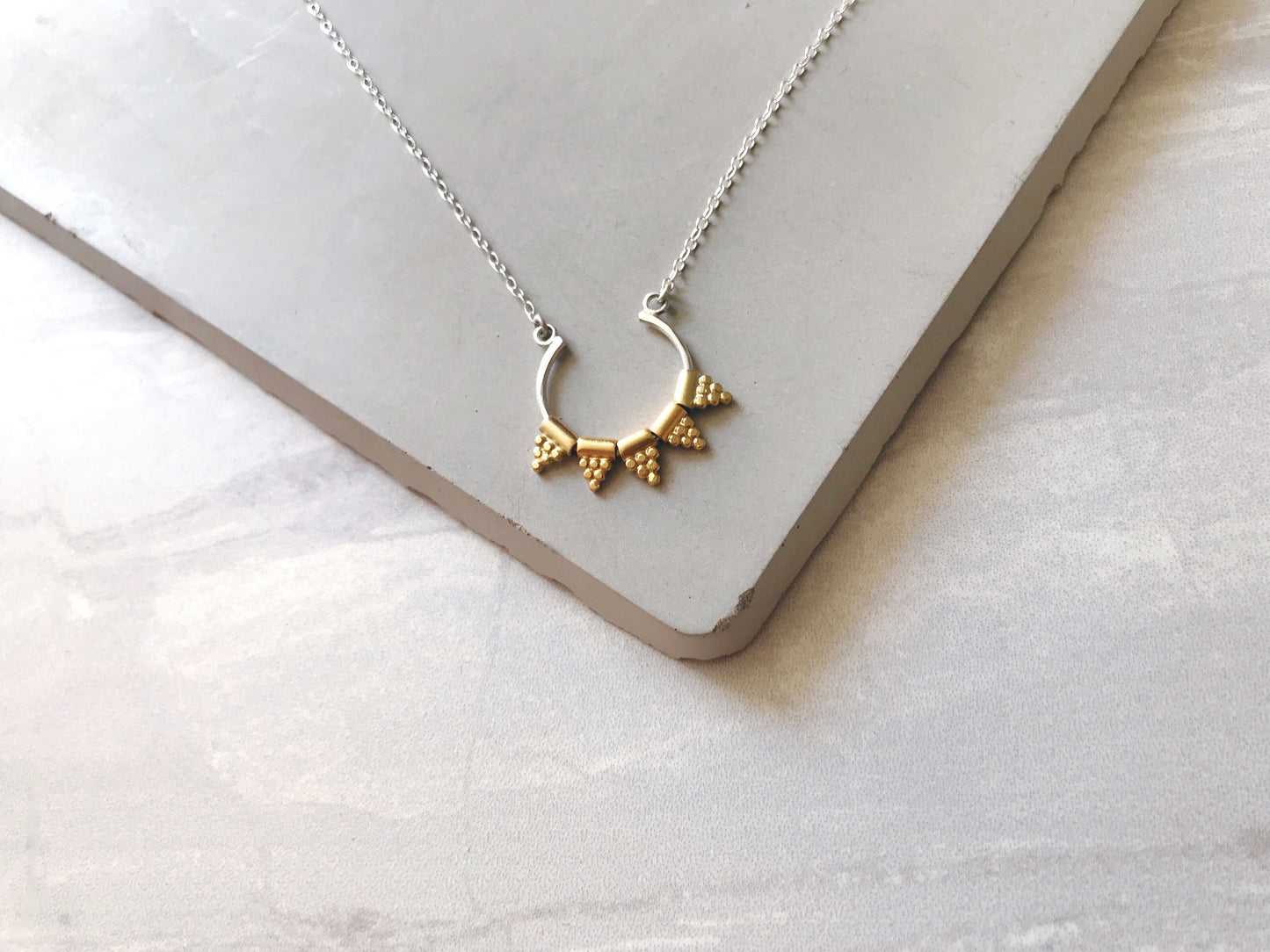 Boudicca Bead Dot Pyramid Necklace - Gold